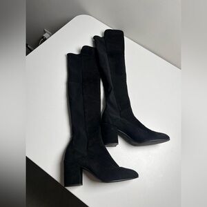 Stuart Weitzman Black Suede Halftime Stretch-Crepe Over-The-Knee Boot